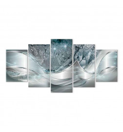 Canvas Print - Sparkling Dandelions (5 Parts) Blue Wide