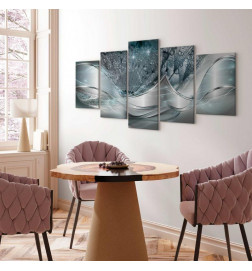 Cuadro - Sparkling Dandelions (5 Parts) Blue Wide