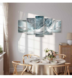 Leinwandbild - Sparkling Dandelions (5 Parts) Blue Wide