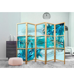 Japanese Room Divider - Lilies in Pale Blue II