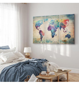 Leinwandbild - Rainbow Map (triptych)