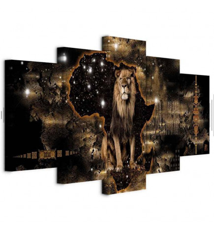 Leinwandbild - Golden Lion (5 Parts) Wide