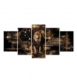 Leinwandbild - Golden Lion (5 Parts) Wide