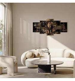 Schilderij - Golden Lion (5 Parts) Wide