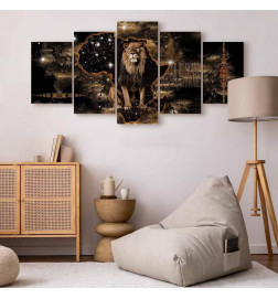 Leinwandbild - Golden Lion (5 Parts) Wide