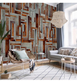 Tappezzeria murale - Labyrinth of wooden planks