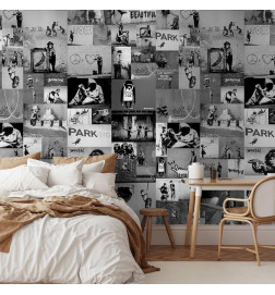 Papel pintado - Banksy - grey collage