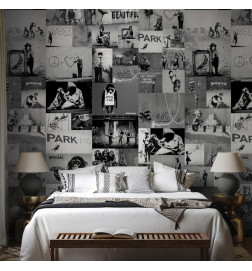 Tapeta - Banksy - grey collage
