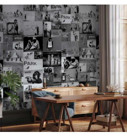 Tapisserie murale - Banksy - grey collage