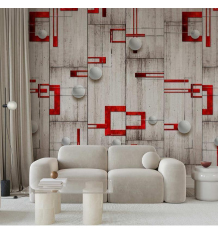 Tapeet - Concrete, red frames and white knobs