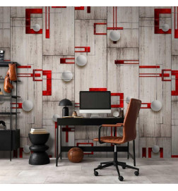 Papel de parede - Concrete, red frames and white knobs