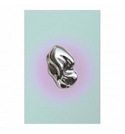 Plakatas - Metallic Form - abstract sculpture on a mint background with a purple halo