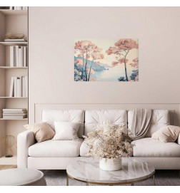 Plakāts - Ocean Cliffs and Trees Delicate Motif in Pastel Colors