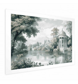 Poster - Landscape with a Park and Lake in Retro Greens