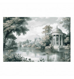 Plakāts - Landscape with a Park and Lake in Retro Greens