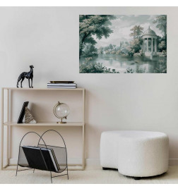Plakat - Landscape with a Park and Lake in Retro Greens