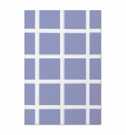 Plakat - White Lines - a grid with large gaps on a blue background