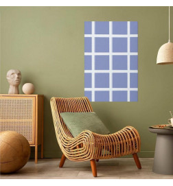 Plakāts - White Lines - a grid with large gaps on a blue background