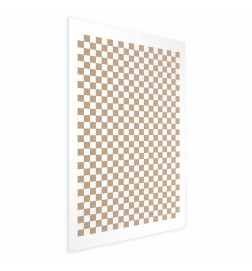 Plakāts - Geometry and Browns - a chessboard pattern in neutral shades