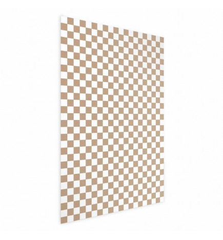 Plakāts - Geometry and Browns - a chessboard pattern in neutral shades