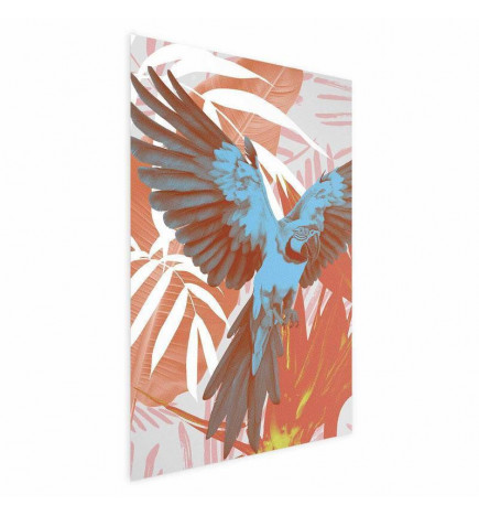 Poster - Exotic Wings - parrot among abstract leaf patterns