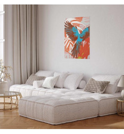 Pôster - Exotic Wings - parrot among abstract leaf patterns