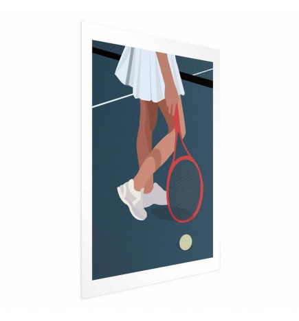Poster - Tennis Player with a Red Racket on the Court - Illustration