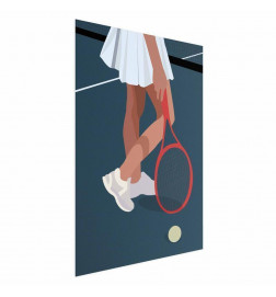 Plakatas - Tennis Player with a Red Racket on the Court - Illustration