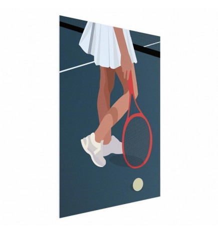 Poster - Tennis Player with a Red Racket on the Court - Illustration