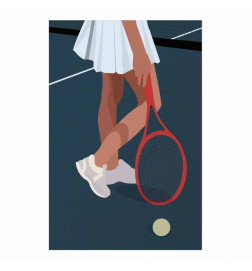 Plakāts - Tennis Player with a Red Racket on the Court - Illustration