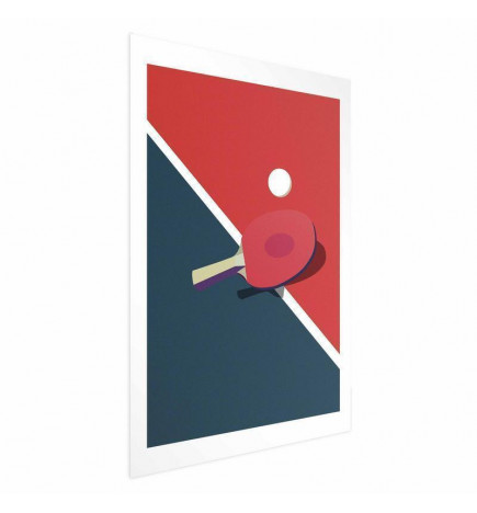 Plakāts - Table Tennis - Ball and Racket on a Table