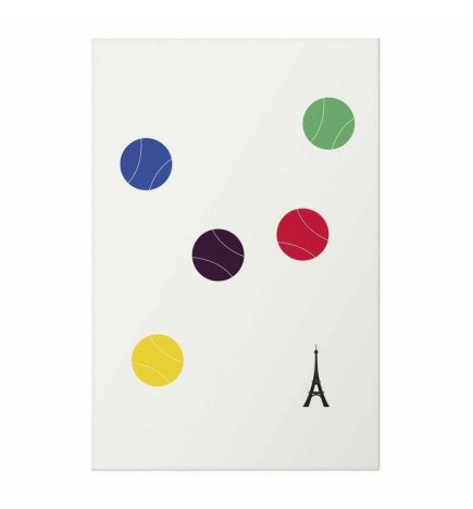 Poster - Eiffel Tower and Colorful Tennis Balls