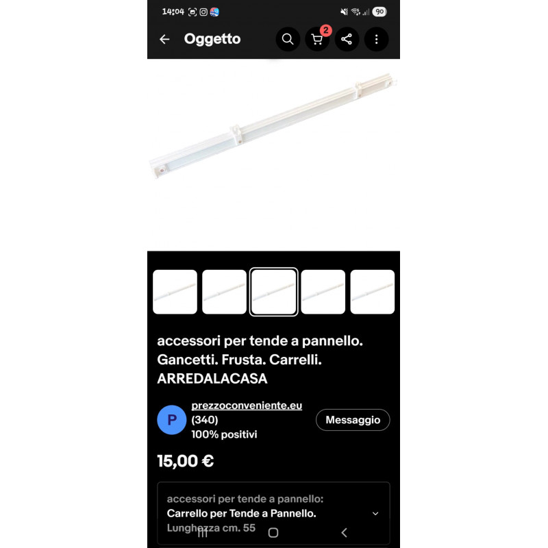 390,00 €tenda su misura + binario + 4 pannelli