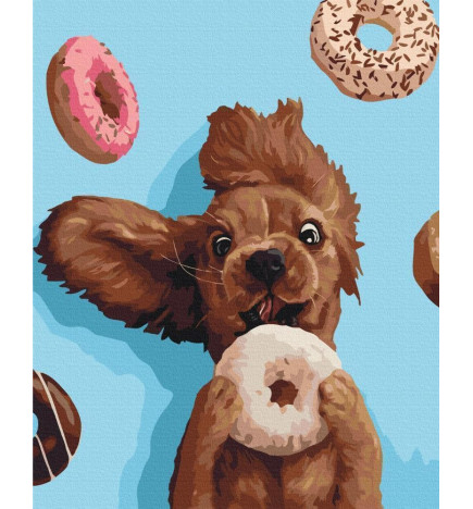 DIY glezna uz audekla - Doggy joy