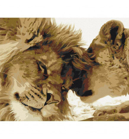 Set de pictură pe numere - Lions In Love