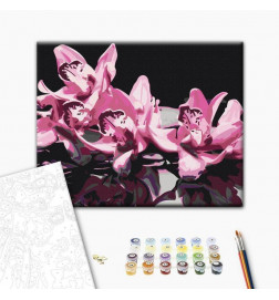 Quadro pintado por você - Pink Orchid (Black Background)