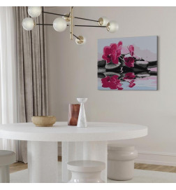 Cuadro para colorear - Orchid With Zen Stones (Reflection In The Water)