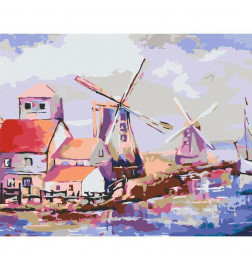 DIY kangas maalaus - Windmills (Landscape)