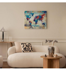 DIY kangas maalaus - World Map (Blue & Red)