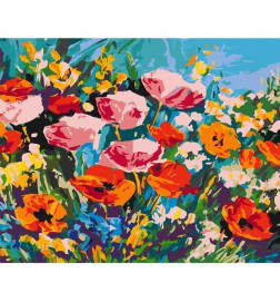 Quadro pintado por você - Colourful Meadow Flowers
