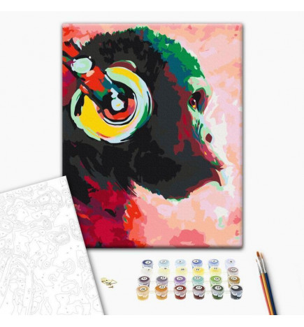Quadro pintado por você - Monkey In Headphones