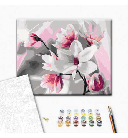 Platno za samostojno slikanje - Magnolia (Grey Background)