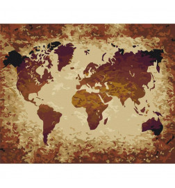 Platno za samostojno slikanje - World Map (Brown Colours)