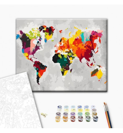 Quadro fai da te - World Map (Bright Colours)