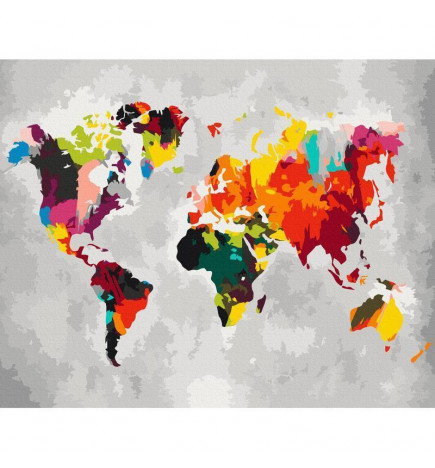 DIY kangas maalaus - World Map (Bright Colours)