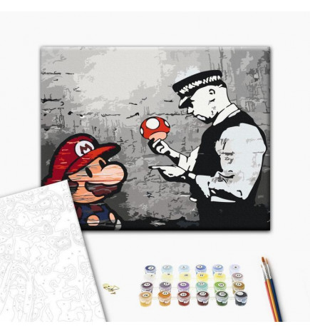 DIY kangas maalaus - Mario (Banksy)