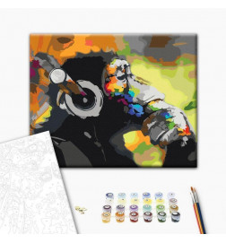 Quadro pintado por você - Monkey In Headphones (Multi Colour)