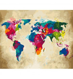 DIY kangas maalaus - World Map (Colourful)