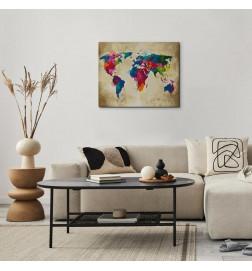 Quadro pintado por você - World Map (Colourful)