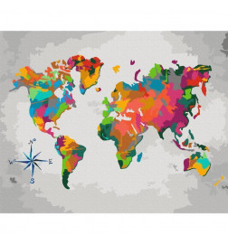 Tee ise maal - World Map (Compass Rose)